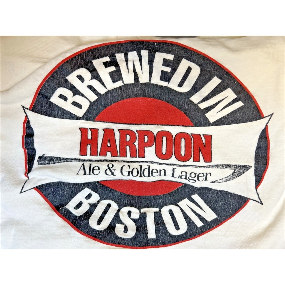 ONEITA Harpoon Lager Single Stitch T‑Shirt Vintage 90s Beer Promo Boston Tee - Picture 3 of 8